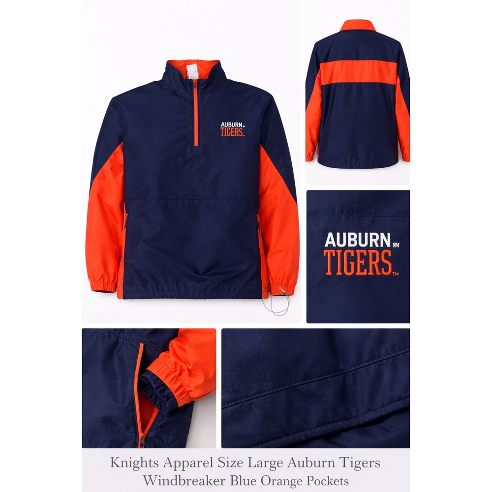 Knights Apparel Auburn Tigers‎ Windbreaker Jacket Mens Large Navy Orange Zip Up